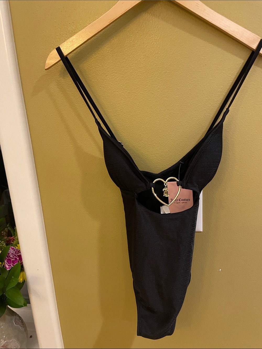 NWT Juicy Couture Black Heart-Detail One-Piece Swimming Suit